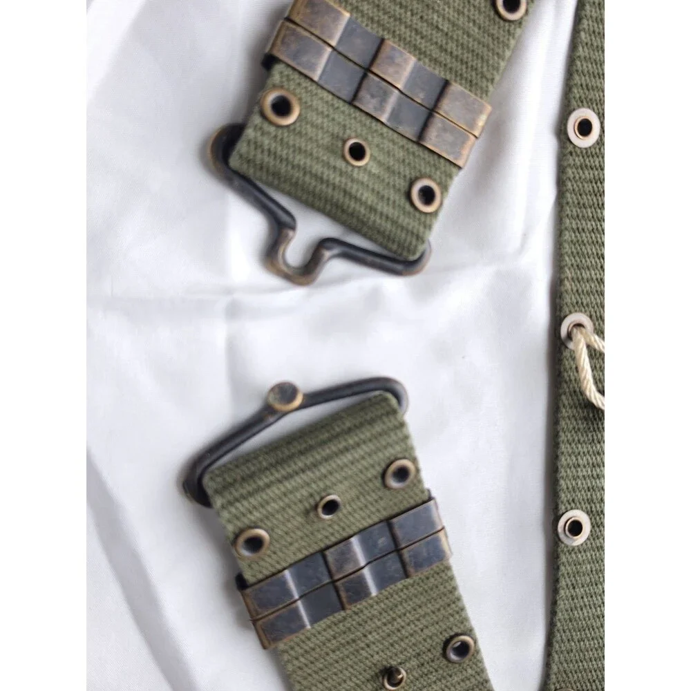 Lot of 2 U.S. Military Web Belts LC-2 ALICE & Vietnam Era Style OD Green Large